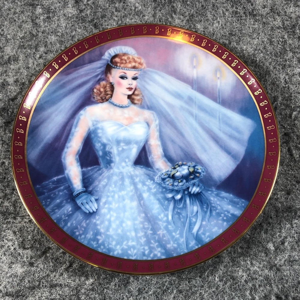 Vintage Danbury Mint Barbie Bride-To-Be Blue Fashion Wedding Plate Porcelain